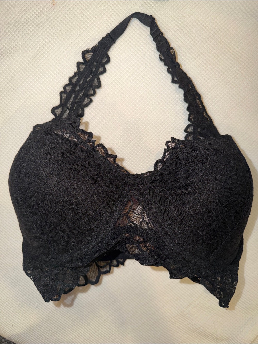 PINK Victoria's Secret Black Lace Halter Bralette